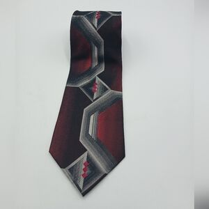 Pierre Cardin Men's Burgundy Geometric Silk Tie - Classic Formal Accessory